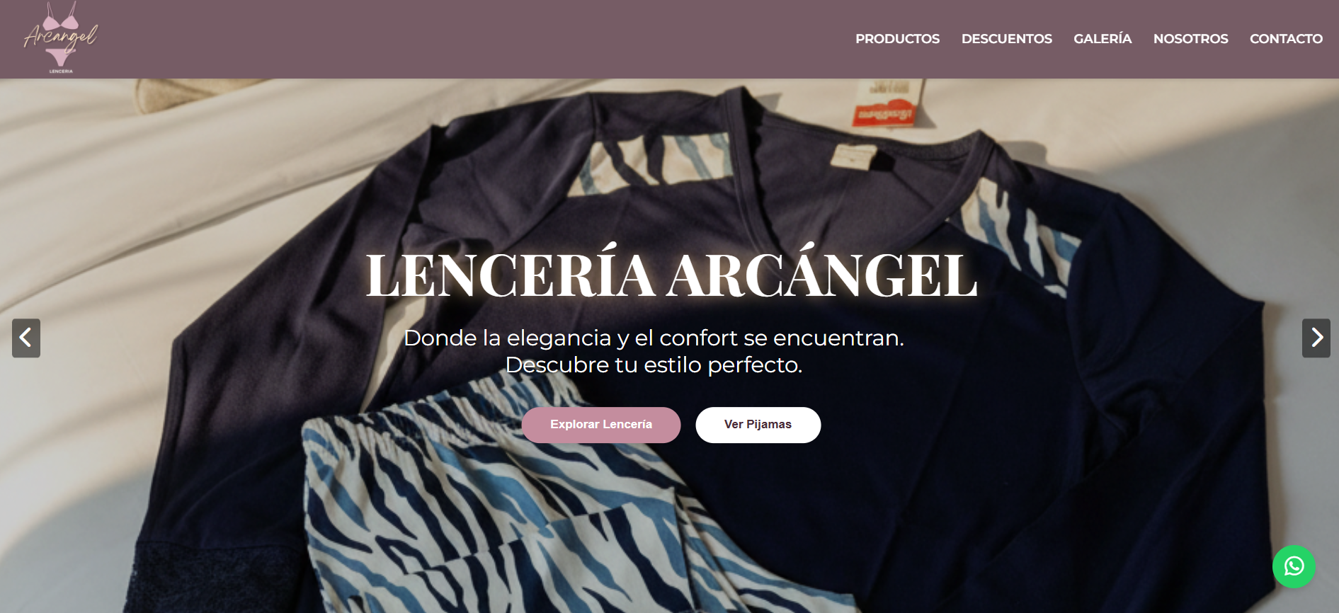 Captura Web de Tienda de Lencería
