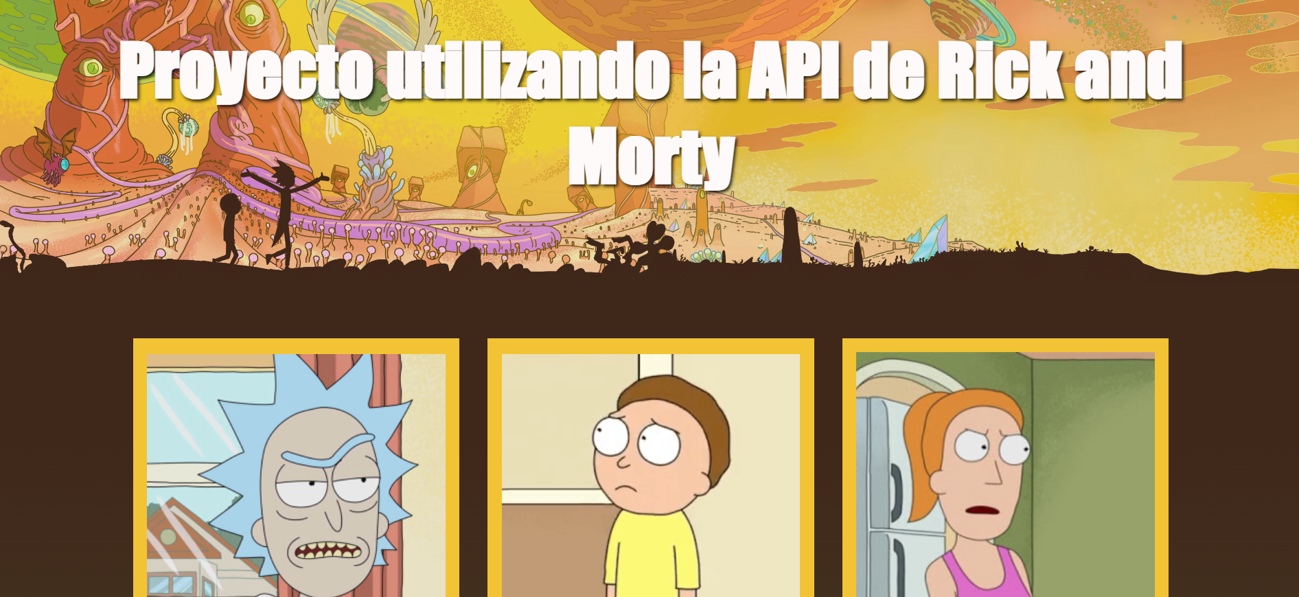Captura Web de la API de Rick and Morty